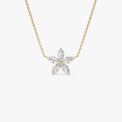 1.05 ctw 14K Marquise Shaped Flower Design Lab Grown Diamond Necklace - Vera