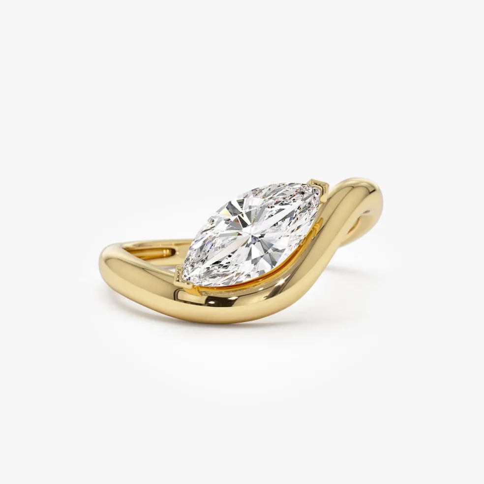 1.00 ctw 14k Marquise Shaped Sleek Design Lab Grown Engagement Ring - Rylee