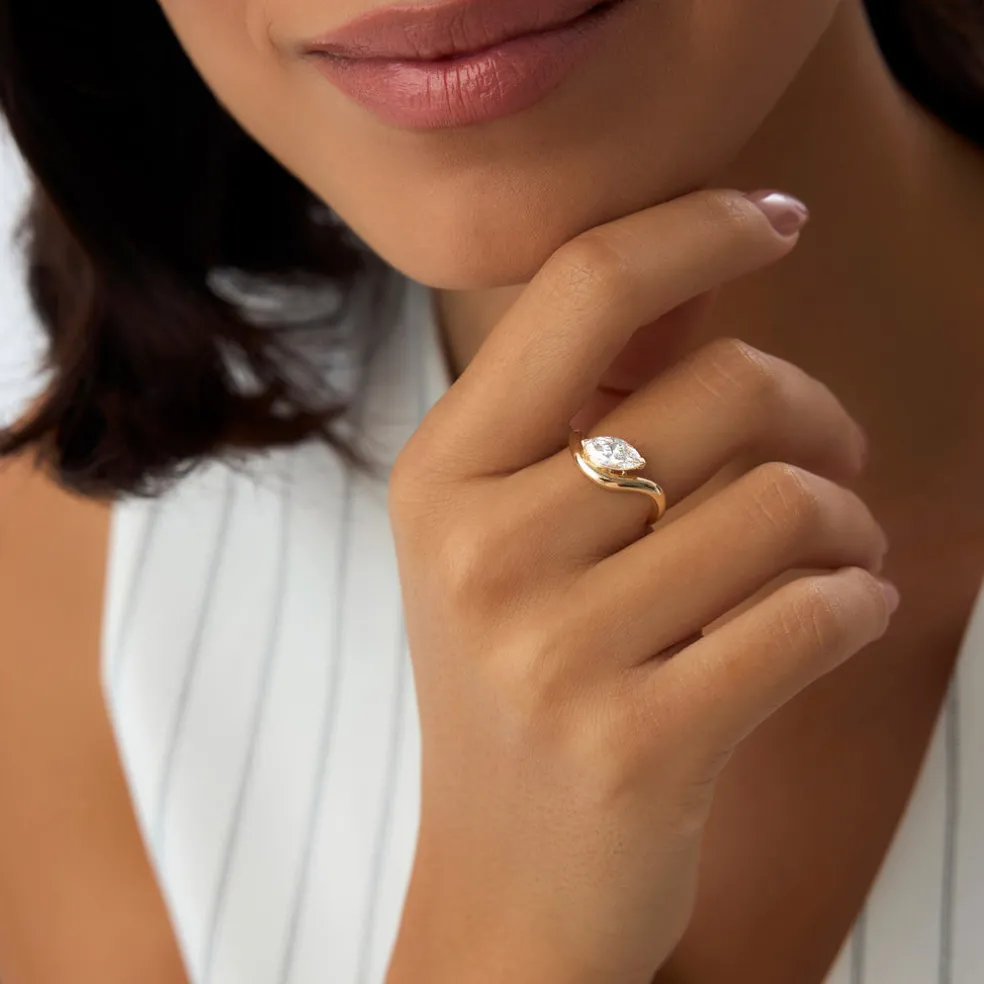 1.00 ctw 14k Marquise Shaped Sleek Design Lab Grown Engagement Ring - Rylee