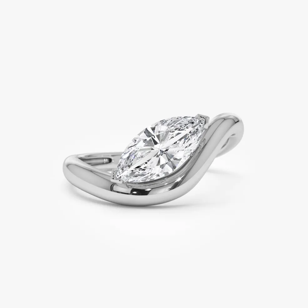 1.00 ctw 14k Marquise Shaped Sleek Design Lab Grown Engagement Ring - Rylee