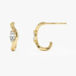 0.60 ctw 14k Marquise Shapes Lab Grown Swivel J Hoops - Emery