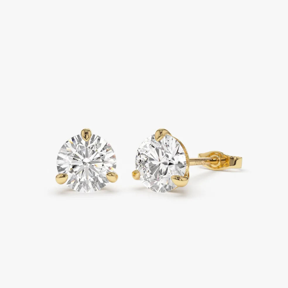 1.50 ctw 14k Martini Setting Round Lab Grown Diamond Studs - Alice