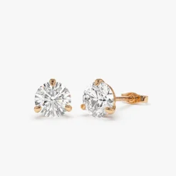 1.50 ctw 14k Martini Setting Round Lab Grown Diamond Studs - Alice
