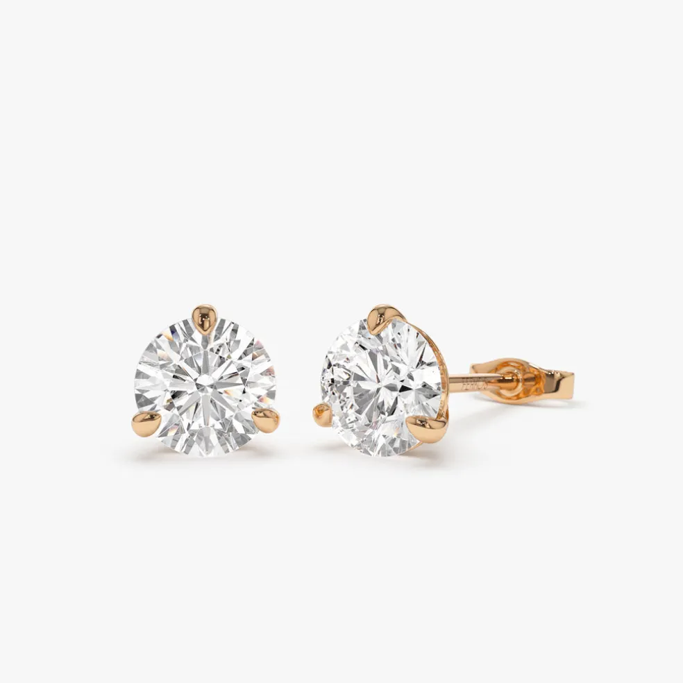 1.50 ctw 14k Martini Setting Round Lab Grown Diamond Studs - Alice