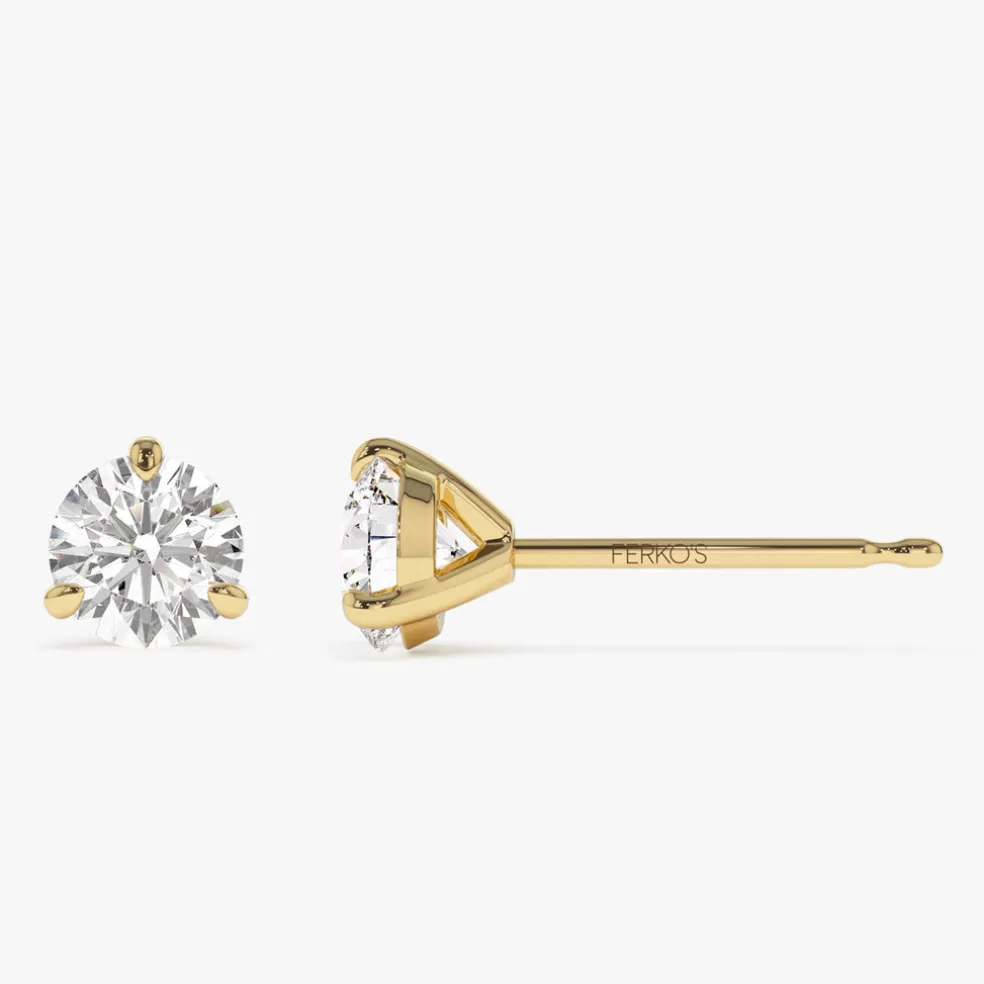 1.50 ctw 14k Martini Setting Round Lab Grown Diamond Studs - Alice
