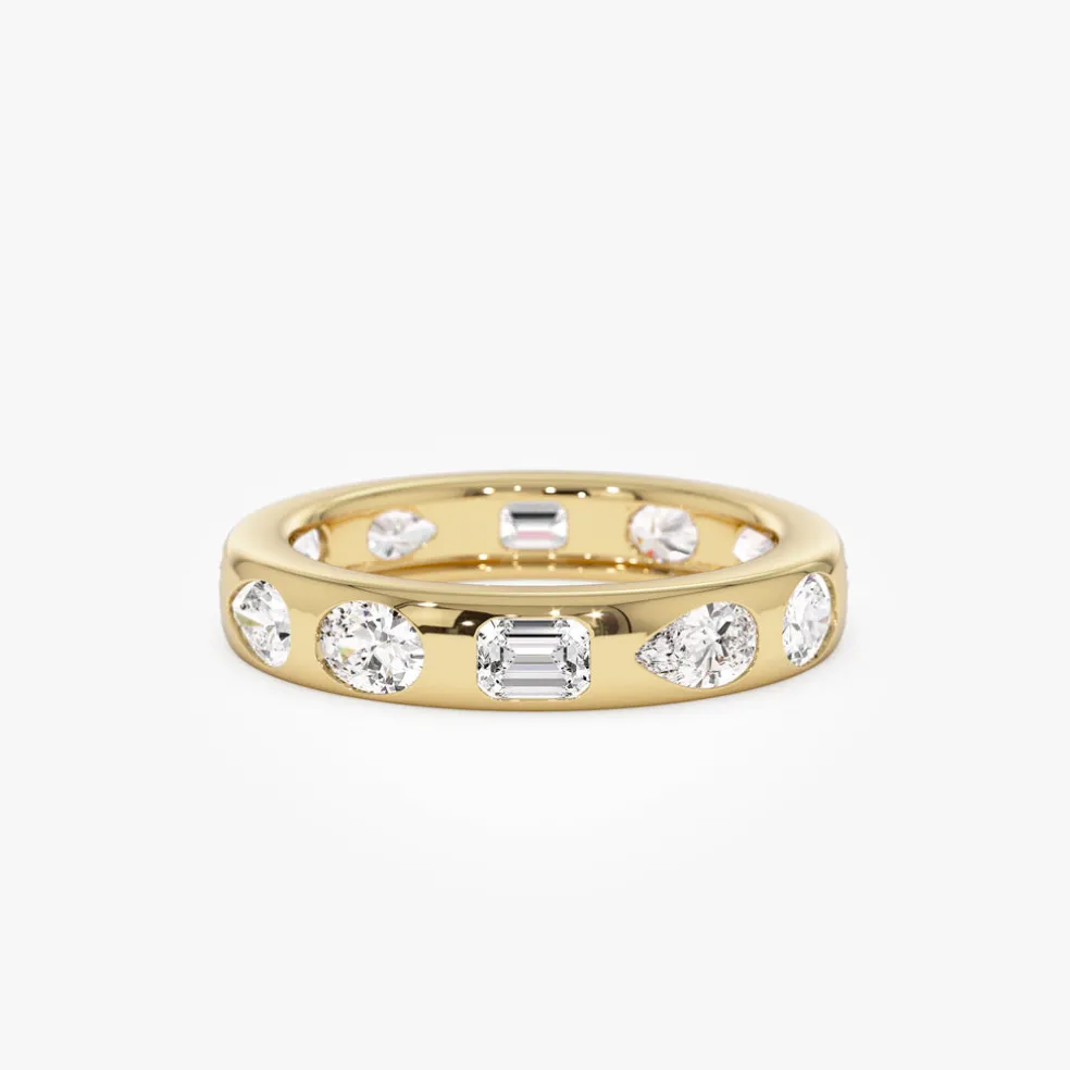 2.35 ctw 14k Mixed Shape Flush Setting Lab Grown Diamond Anniversary Ring - Clara