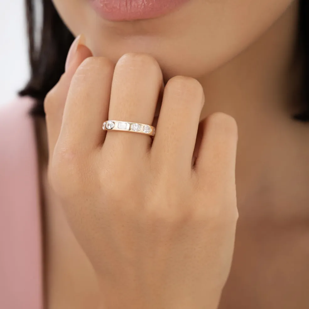 2.35 ctw 14k Mixed Shape Flush Setting Lab Grown Diamond Anniversary Ring - Clara