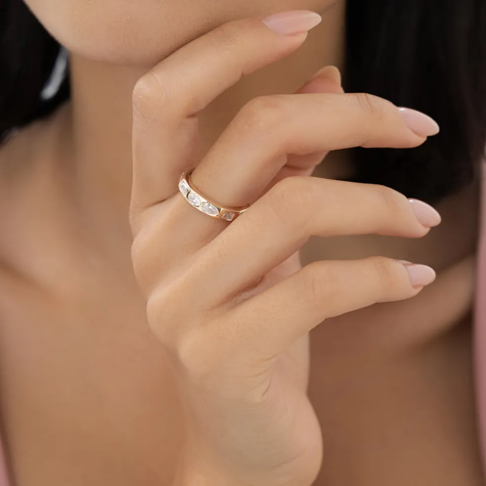 2.35 ctw 14k Mixed Shape Flush Setting Lab Grown Diamond Anniversary Ring - Clara