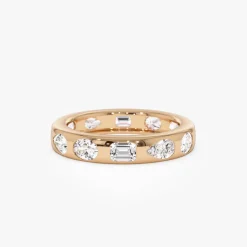 2.35 ctw 14k Mixed Shape Flush Setting Lab Grown Diamond Anniversary Ring - Clara