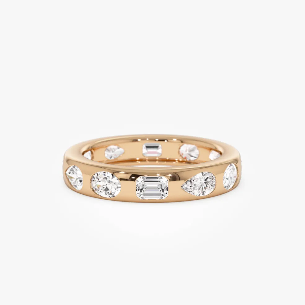 2.35 ctw 14k Mixed Shape Flush Setting Lab Grown Diamond Anniversary Ring - Clara