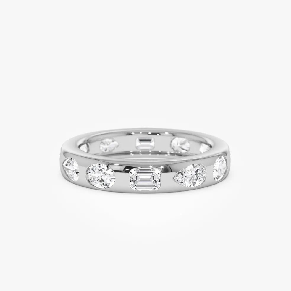 2.35 ctw 14k Mixed Shape Flush Setting Lab Grown Diamond Anniversary Ring - Clara