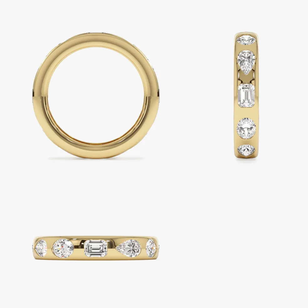 2.35 ctw 14k Mixed Shape Flush Setting Lab Grown Diamond Anniversary Ring - Clara