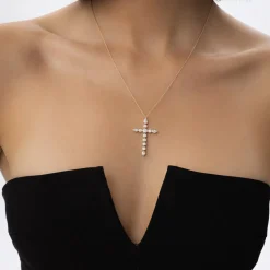 1.25 ctw 14k Mixed Shape Lab Grown Diamond Cross - Iris