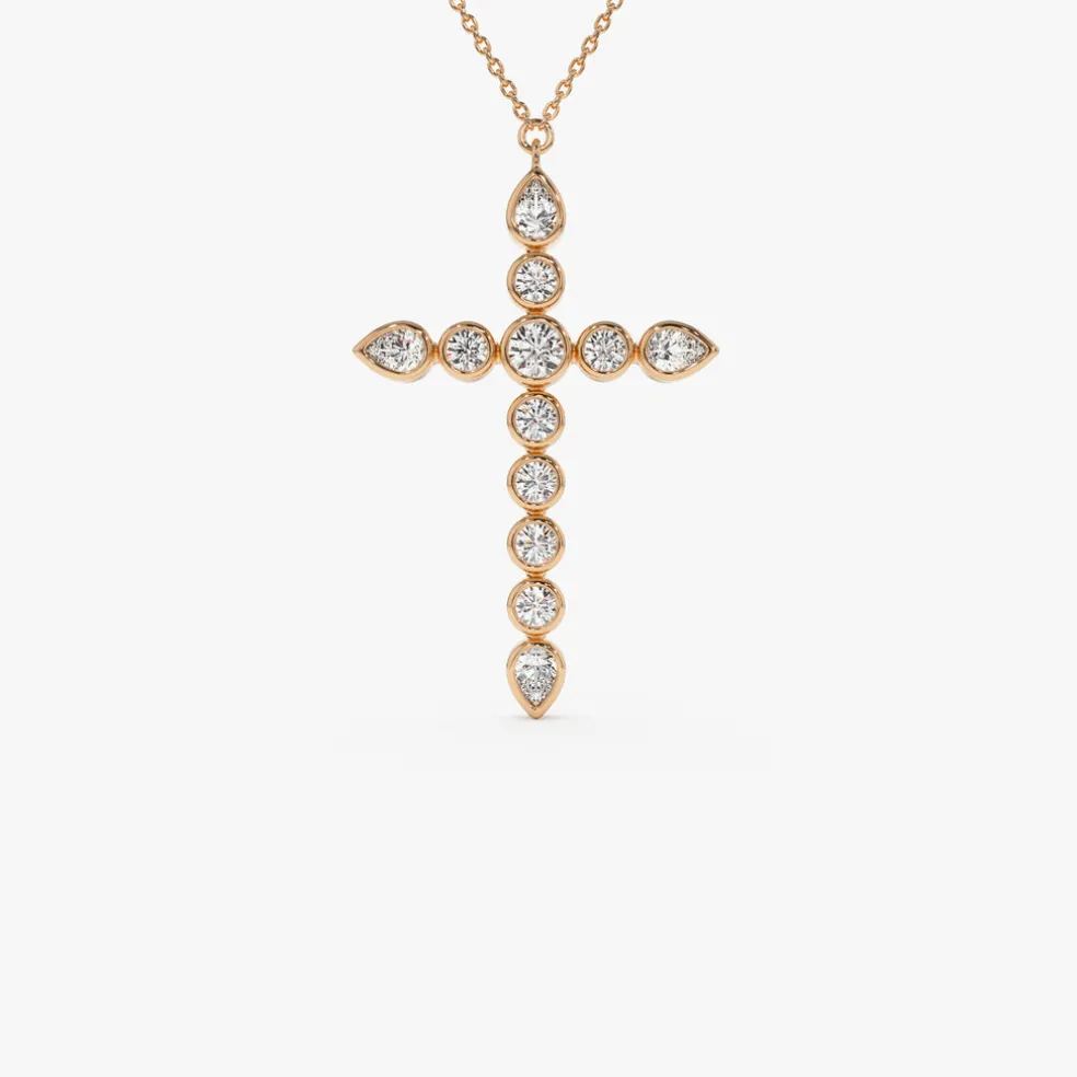 1.25 ctw 14k Mixed Shape Lab Grown Diamond Cross - Iris