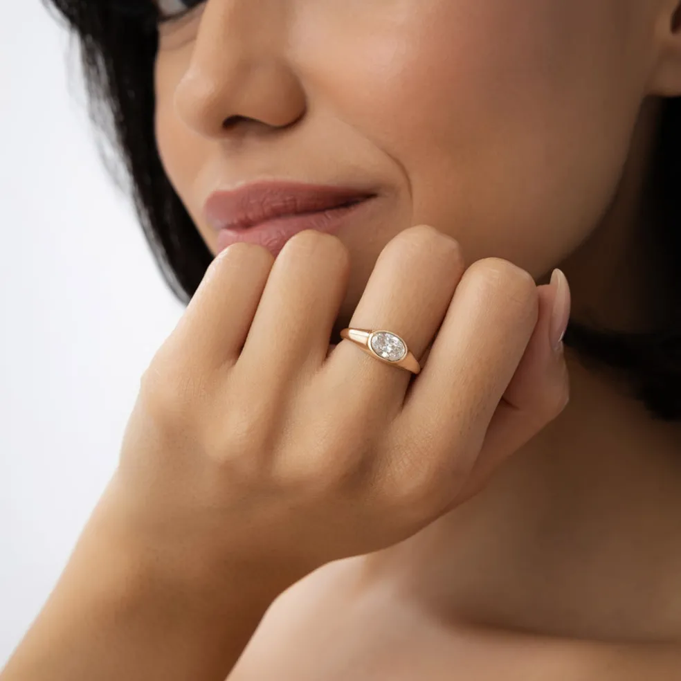 1.00 ctw 14k Oval Shape Lab Grown Diamond Ring - Amira