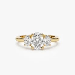 1.50 ctw 14k Oval Shape Lab-Grown Diamond Three Stone Engagement Ring - Serena