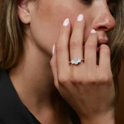 1.50 ctw 14k Oval Shape Lab-Grown Diamond Three Stone Engagement Ring - Serena