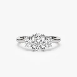 1.50 ctw 14k Oval Shape Lab-Grown Diamond Three Stone Engagement Ring - Serena