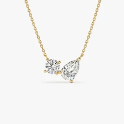 1.55 ctw 14k Pear Shaped and Rond Lab Grown Diamond Neklace - Maria