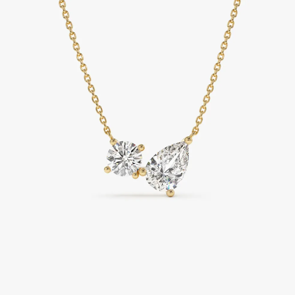 1.55 ctw 14k Pear Shaped and Rond Lab Grown Diamond Neklace - Maria
