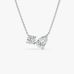 1.55 ctw 14k Pear Shaped and Rond Lab Grown Diamond Neklace - Maria