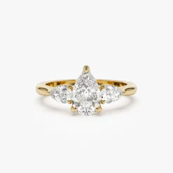 1.50 ctw 14k Pear Shaped Lab Grown Diamond Three Stone Engagement Ring - Emma