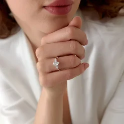 1.50 ctw 14k Pear Shaped Lab Grown Diamond Three Stone Engagement Ring - Emma