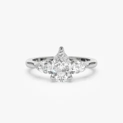 1.50 ctw 14k Pear Shaped Lab Grown Diamond Three Stone Engagement Ring - Emma