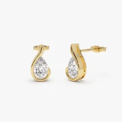 1.50 ctw 14k Pear Shaped Unique Lab Grown Diamond Studs - Eden