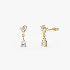 1.05 ctw 14k Petite Dangling Lab Grown Diamond Studs - Athena