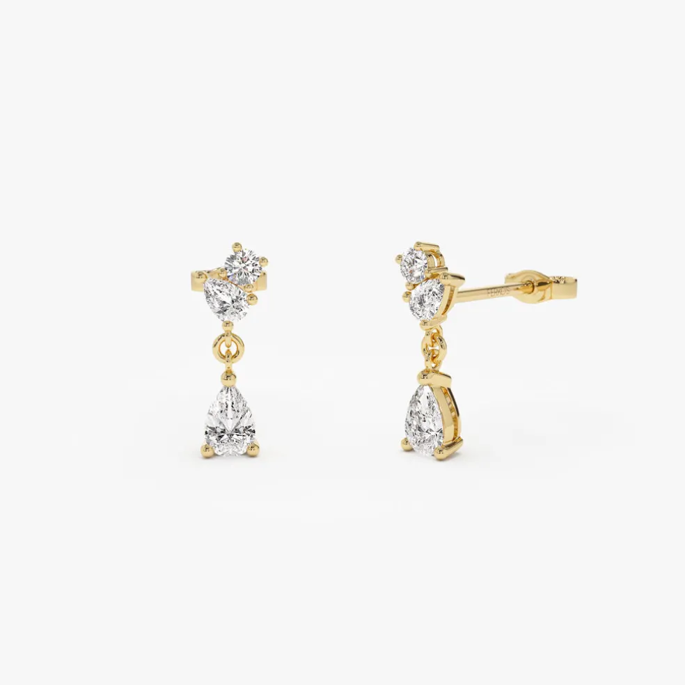 1.05 ctw 14k Petite Dangling Lab Grown Diamond Studs - Athena