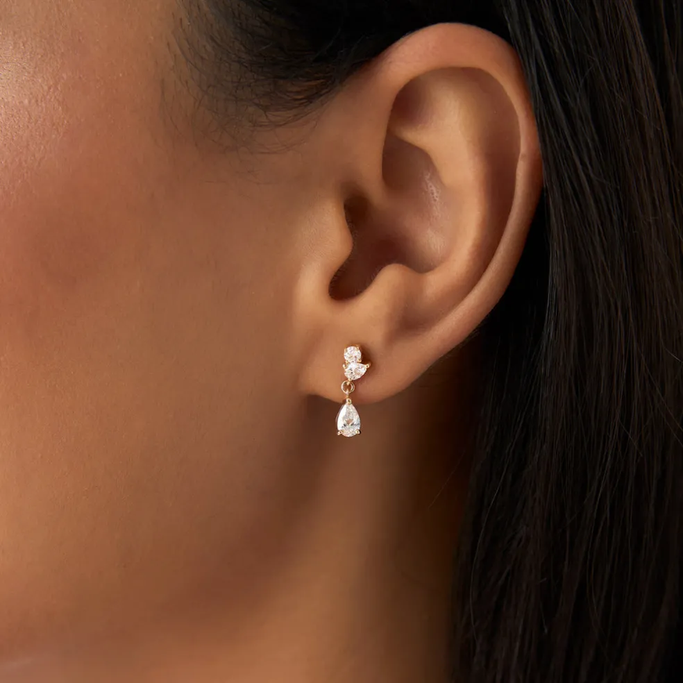 1.05 ctw 14k Petite Dangling Lab Grown Diamond Studs - Athena