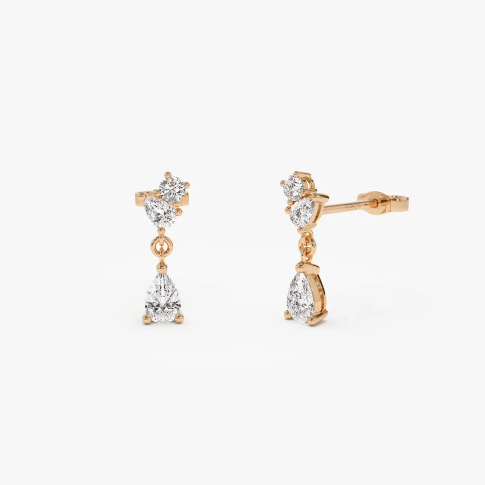 1.05 ctw 14k Petite Dangling Lab Grown Diamond Studs - Athena
