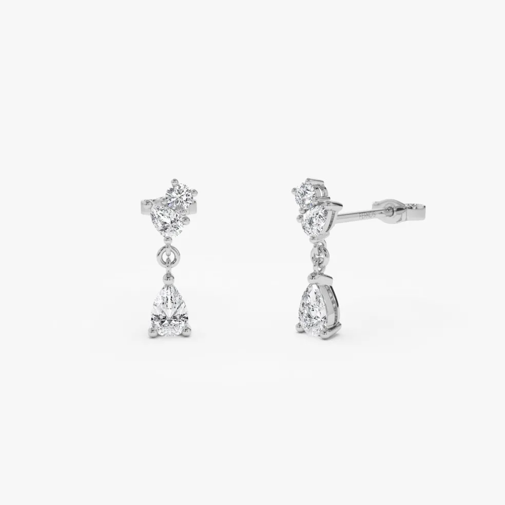 1.05 ctw 14k Petite Dangling Lab Grown Diamond Studs - Athena