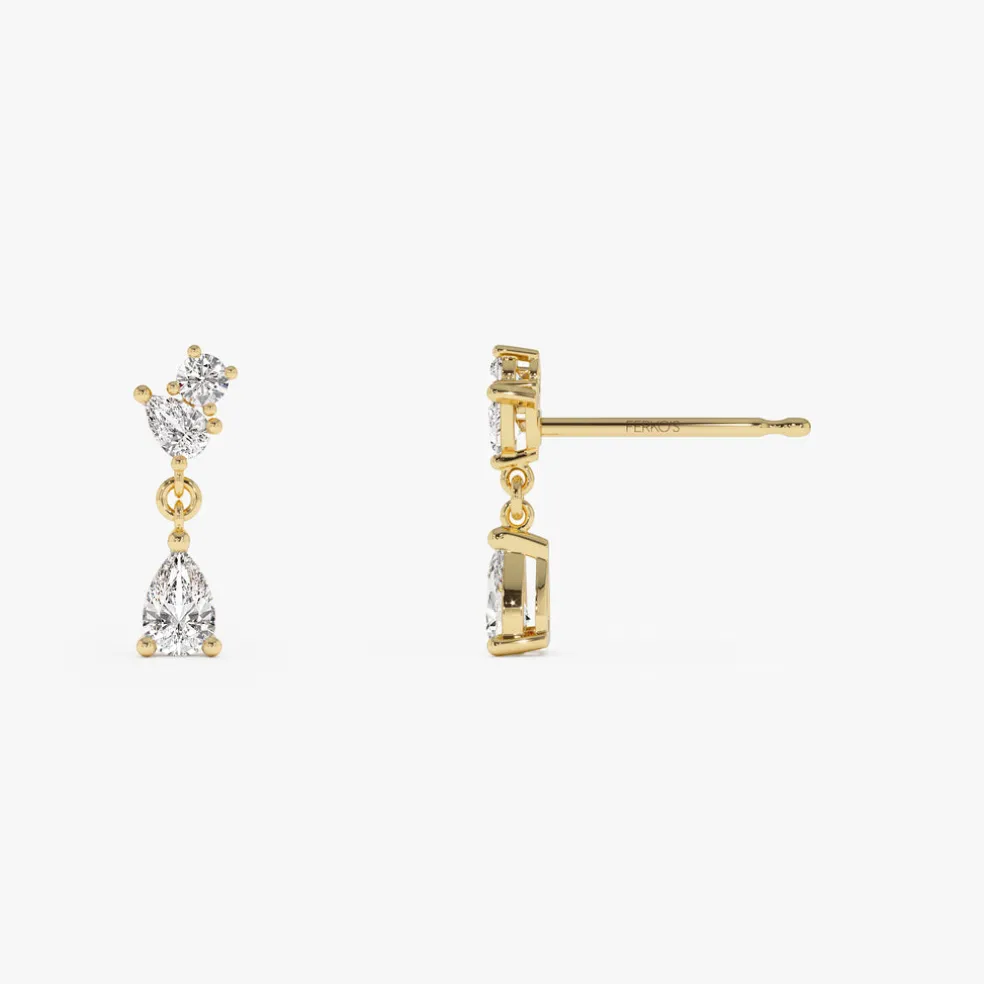 1.05 ctw 14k Petite Dangling Lab Grown Diamond Studs - Athena