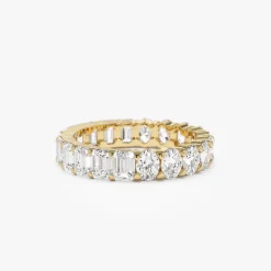 3.30 ctw 14k Prong Setting Full Eternity Oval & Emerald Cut Lab Grown Diamond Ring - Rosa