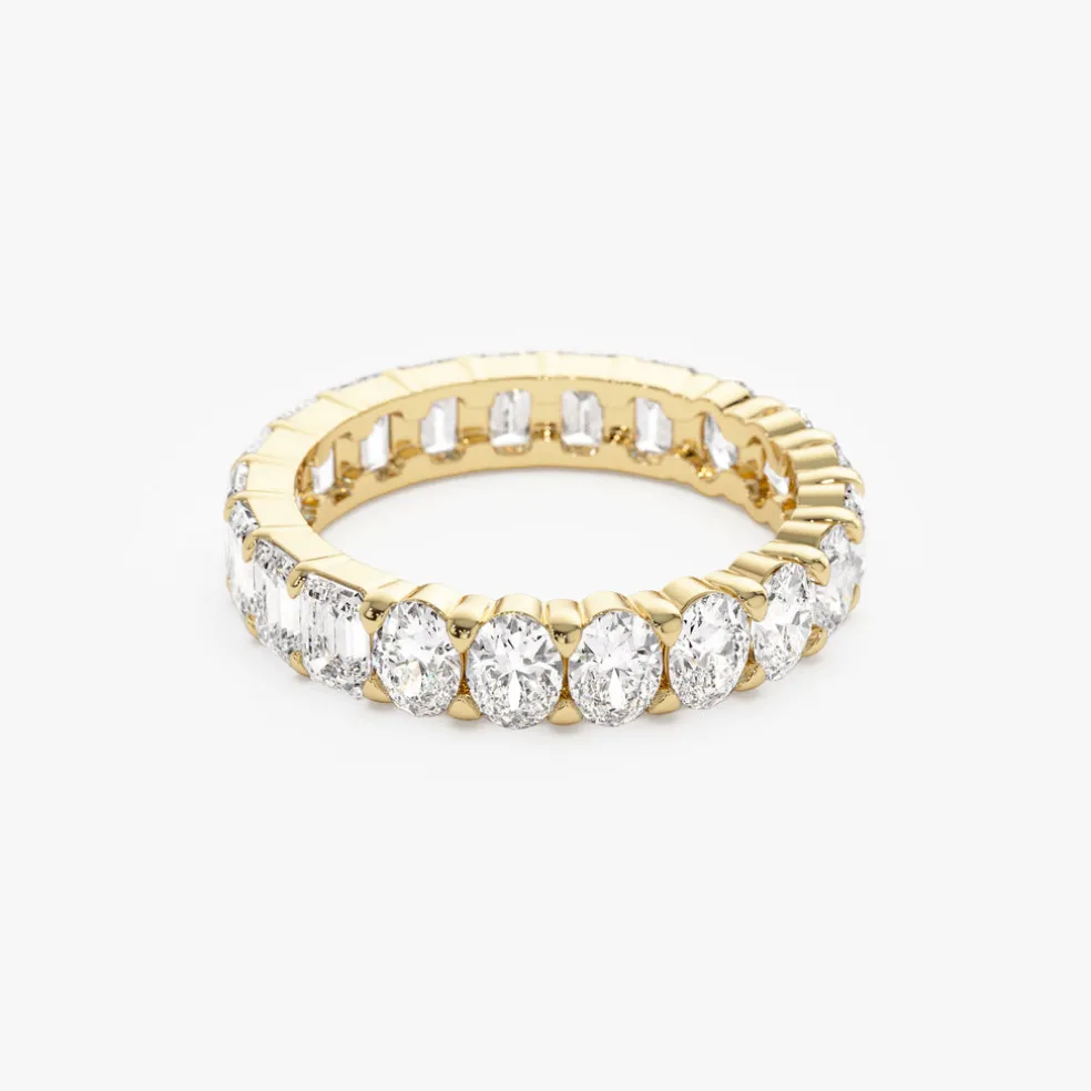 3.30 ctw 14k Prong Setting Full Eternity Oval & Emerald Cut Lab Grown Diamond Ring - Rosa