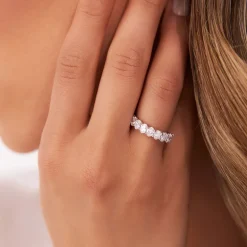 1.25 ctw 14k Prong Setting Seven Stone Oval Cut Lab Grown Diamond Wedding Ring - Marie