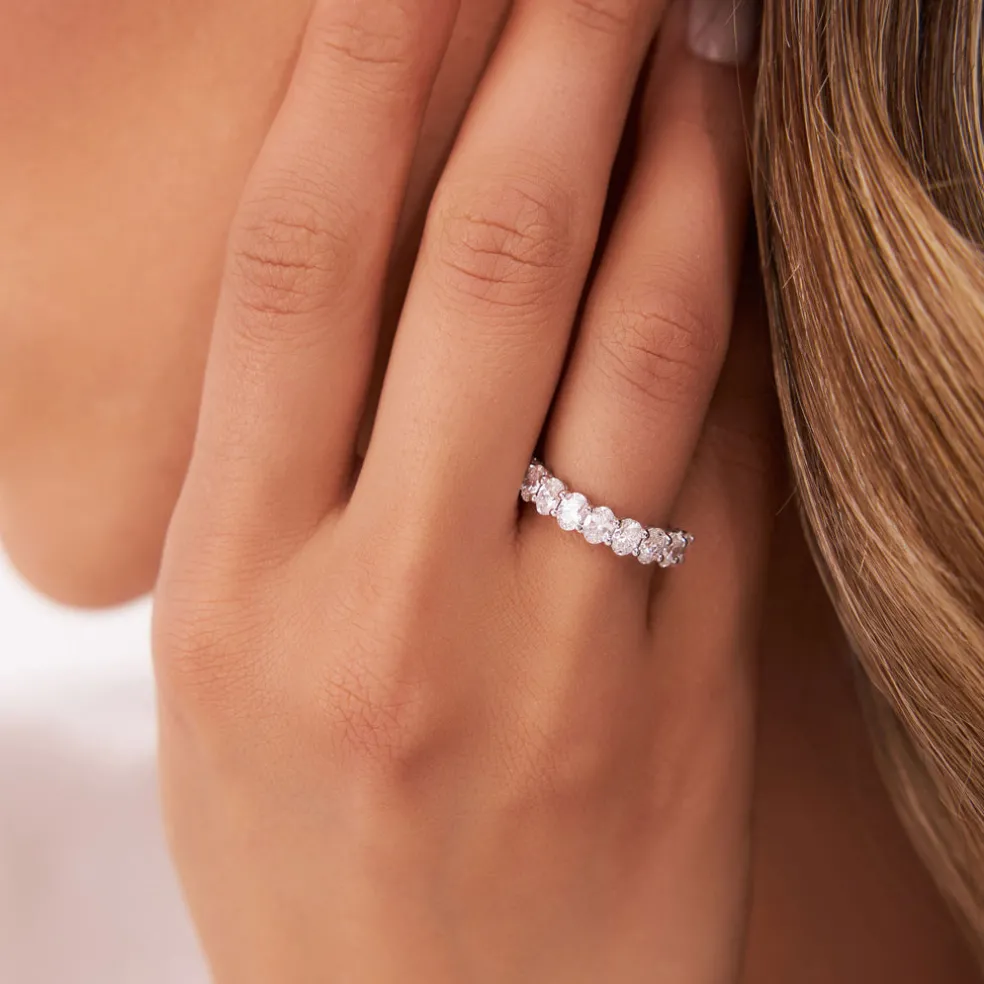 1.25 ctw 14k Prong Setting Seven Stone Oval Cut Lab Grown Diamond Wedding Ring - Marie