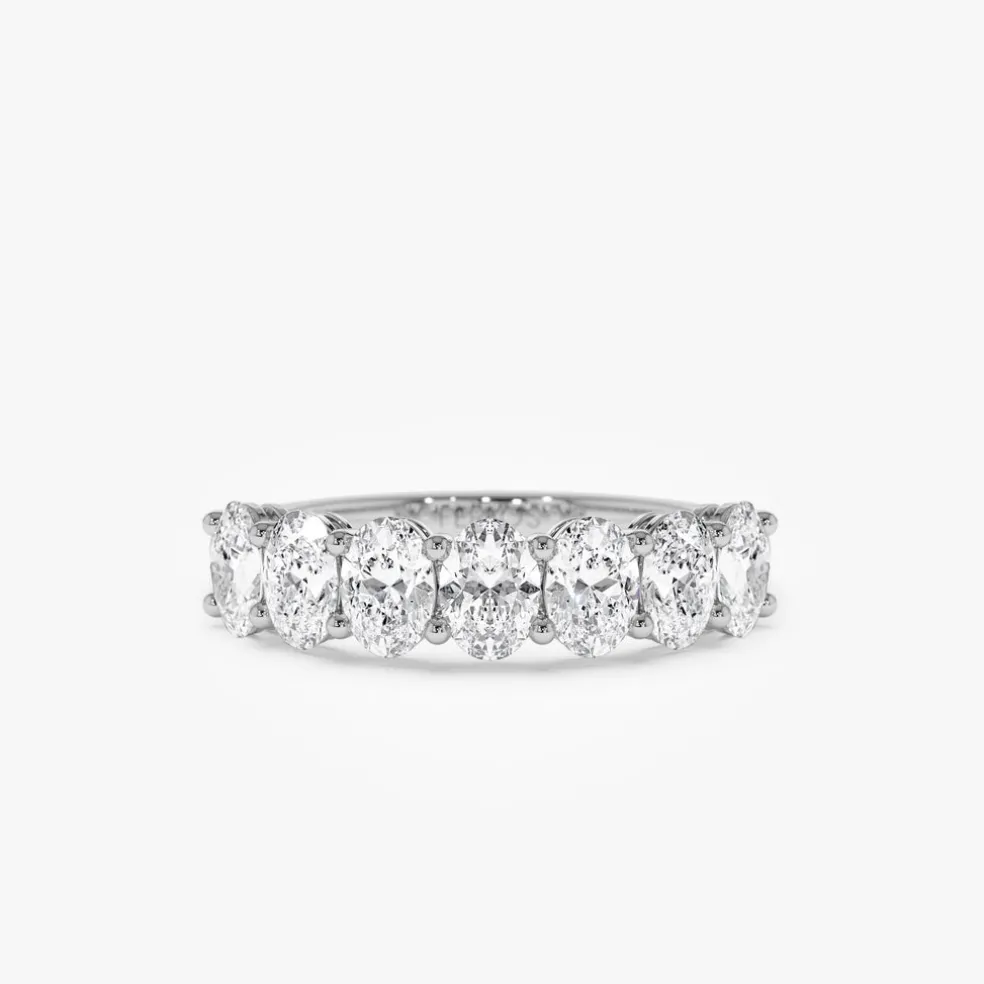 1.25 ctw 14k Prong Setting Seven Stone Oval Cut Lab Grown Diamond Wedding Ring - Marie