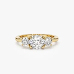 1.50 ctw 14k Round Lab Grown Diamond Three Stone Engagement Ring - Grace