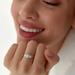1.50 ctw 14k Round Lab Grown Diamond Three Stone Engagement Ring - Grace