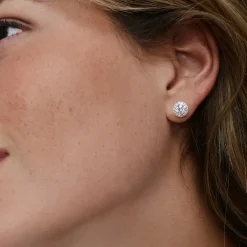 1.30 ctw 14k Round Lab Grown Diamond Halo Stud Earrings - Josephine