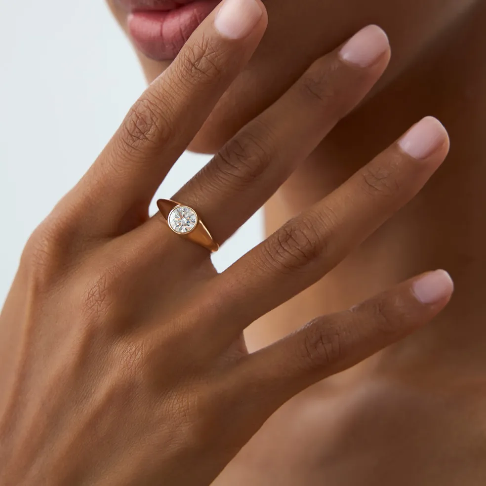 1.00 ctw 14k Round Shaped Lab Grown Diamond Ring - Alina