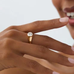 1.00 ctw 14k Round Shaped Lab Grown Diamond Ring - Alina