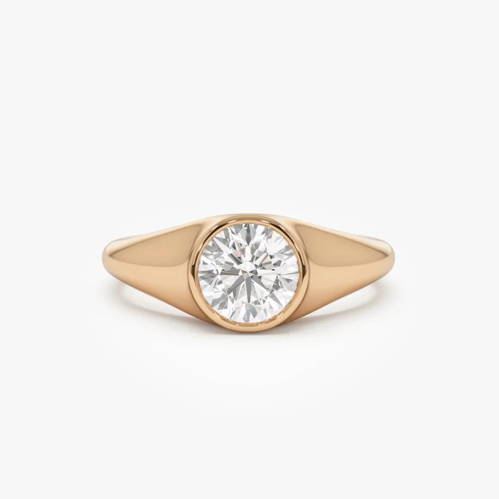 1.00 ctw 14k Round Shaped Lab Grown Diamond Ring - Alina