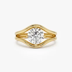 1.50 ctw 14k Split Shank Unique Round Lab Grown Diamond Engagement Ring - Bella