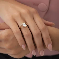 1.50 ctw 14k Split Shank Unique Round Lab Grown Diamond Engagement Ring - Bella