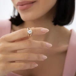 1.50 ctw 14k Split Shank Unique Round Lab Grown Diamond Engagement Ring - Bella