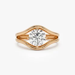 1.50 ctw 14k Split Shank Unique Round Lab Grown Diamond Engagement Ring - Bella